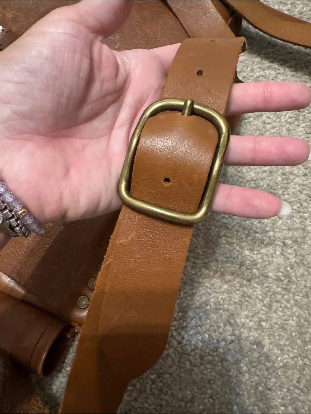 Leather Messenger Bag in Brown